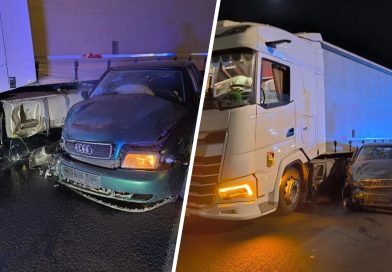 Pijana 17-latka starym Audi wjechała w tira. Wcześniej uciekała przed policjantami