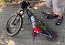 Rower połączony z hulajnogą elektryczną. Policjanci jeszcze nie widzieli takiego „wynalazku”