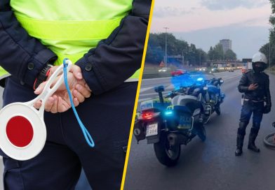 Policjanci na motocyklach zatrzymali pijanego rowerzystę. Na autostradzie A4